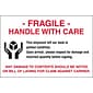 Tape Logic Labels, "Fragile - Handle With Care", 4" x 6", Red/White/Black, 500/Roll
