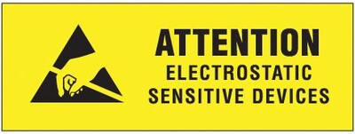 Tape Logic Labels, Electrostatic Sensitive Devices, 3/8 x 1 1/4, Black/Yellow, 500/Roll