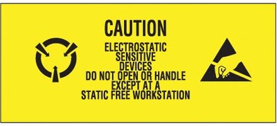 Tape Logic® Labels, Electrostatic Sensitive Devices, 1 x 2 1/2, Black/Yellow, 500/Roll