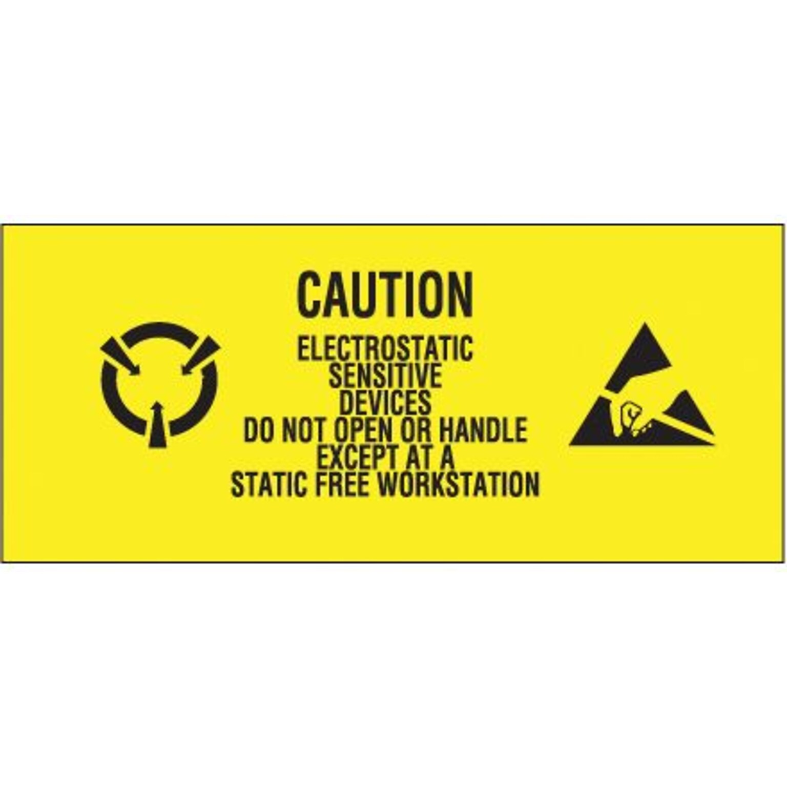 Tape Logic® Labels, Electrostatic Sensitive Devices, 1 x 2 1/2, Black/Yellow, 500/Roll