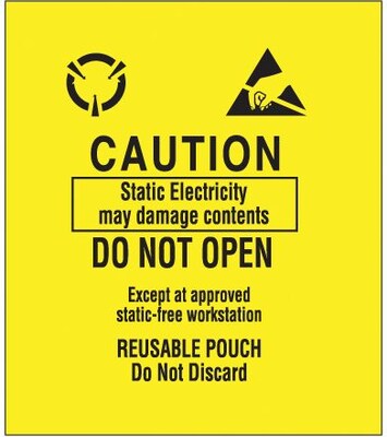 Tape Logic® Labels, Contents Subject to Static Damage, 3 x 3, Black/Yellow, 500/Roll