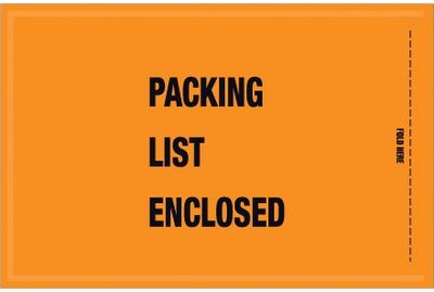 Quill Brand Packing List Envelope, 5 1/4 x 8 - Mil-Spec Orange Full Face Packing List Enclosed, 1000/Case