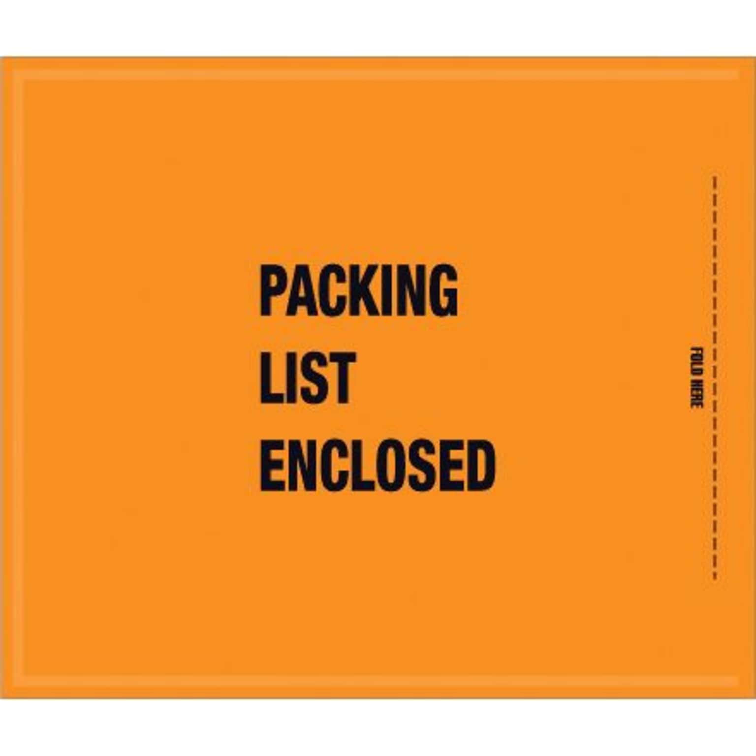 Quill Brand Packing List Envelope, 8 1/2 x 10 - Mil-Spec Orange Full Face Packing List Enclosed, 1000/Case