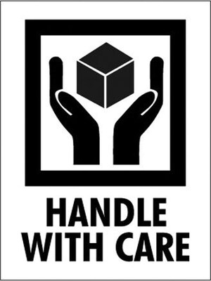 Tape Logic® Labels, "Handle With Care", 3" x 4", Red/White/Black, 500/Roll