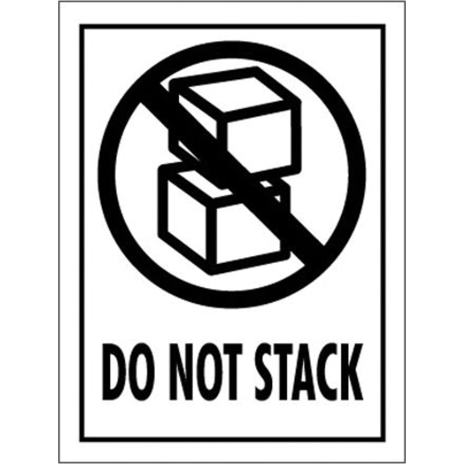 Tape Logic® Labels, Do Not Stack, 3 x 4, Red/White/Black, 500/Roll