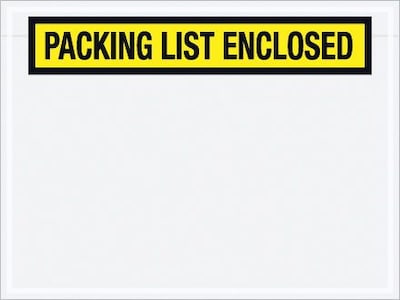 Quill Brand Packing List Envelope, 4 1/2" x 6" - Yellow Panel Face, "Packing List Enclosed", 1000/Case