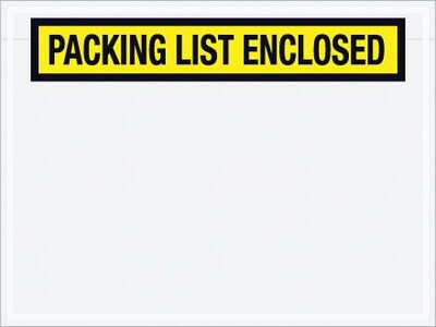 Quill Brand Packing List Envelope, 4 1/2" x 6" - Yellow Panel Face, "Packing List Enclosed", 1000/Case