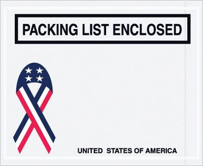 Quill Brand® Packing List Envelope, 4 1/2 x 5 1/2 - U.S.A. Ribbon Panel Face, Packing List Enclosed, 1000/Case