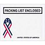 Quill Brand® Packing List Envelope, 4 1/2 x 5 1/2 - U.S.A. Ribbon Panel Face, Packing List Enclos