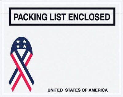 Quill Brand Packing List Envelope, 7 x 5 1/2 - U.S.A. Ribbon Panel Face, Packing List Enclosed, 1000/Case