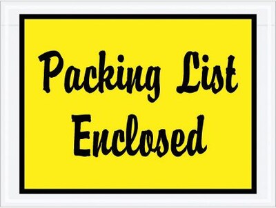 Staples Packing List Envelope, 4 1/2 x 6 - Yellow Full Face, Packing List Enclosed, 1000/Case