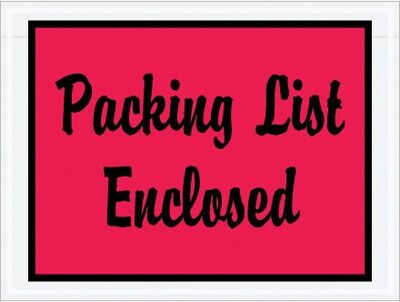 Staples Packing List Envelope, 4 1/2 x 6 - Red Full Face, Packing List Enclosed, 1000/Case