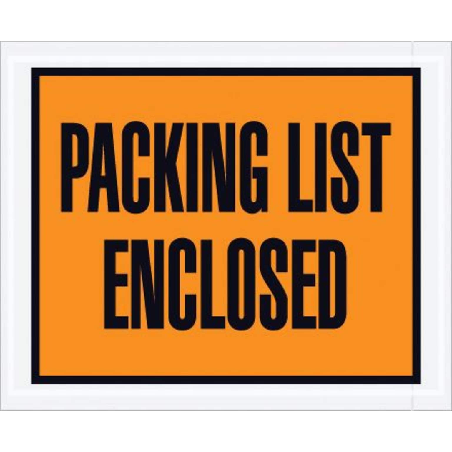Staples Packing List Envelope, 4 1/2 x 5 1/2 - Orange Full Face, Packing List Enclosed, 1000/Case