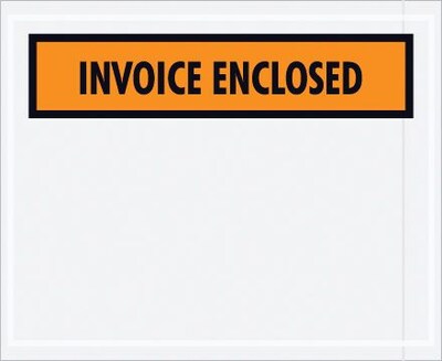 Quill Brand® Packing List Envelope, 4 1/2" x 5 1/2" Orange Panel Face "Invoice Enclosed", 1000/Case