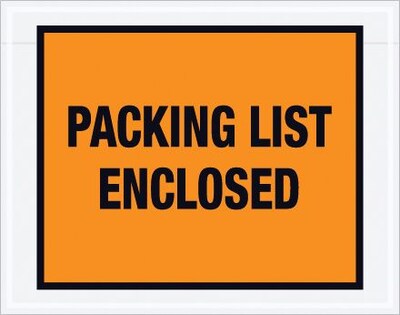 Staples Packing List Envelope, 7 x 5 1/2 - Orange Full Face, Packing List Enclosed, 1000/Case | Quill