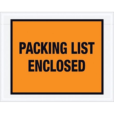 Staples Packing List Envelope, 7 x 5 1/2 - Orange Full Face, Packing List Enclosed, 1000/Case | Quill