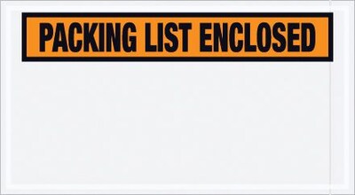 The Packaging Wholesalers Packing List Envelope, 5 1/2 x 10, Orange Panel Face, 1000/Pack (ENVPQ24