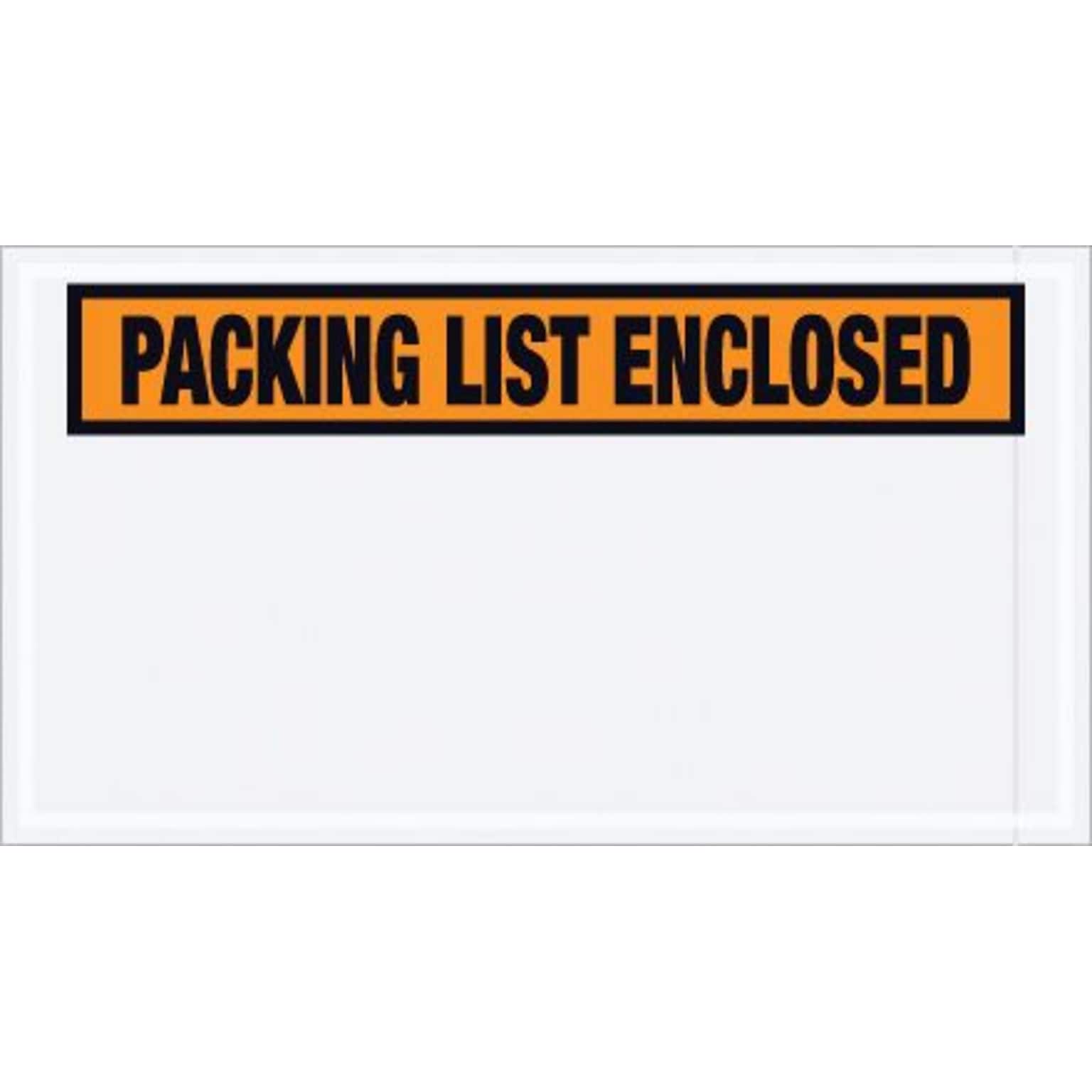 The Packaging Wholesalers Packing List Envelope, 5 1/2 x 10, Orange Panel Face, 1000/Pack (ENVPQ24)