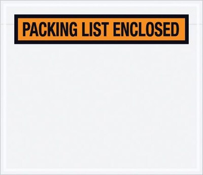 Staples Pressure Sensitive Packing List Envelope,6 x  7, Orange Panel Face, Packing List Enclosed, 1000/Carton (53040)