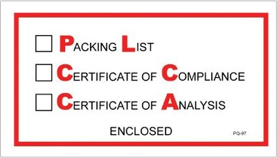 Quill Brand Packing List Envelope, 5.5" x 10", Red Full Face,Packing List/Cert of Compliance/Cert. of Analysis Enclosed"  (PL97)