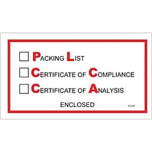 Quill Brand Packing List Envelope, 5.5 x 10, Red Full Face,Packing List/Cert of Compliance/Cert. o