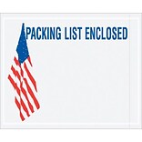 Quill Brand® Packing List Envelope, 4 1/2 x 5 1/2, 2 Mil - U.S.A. Flag Panel Face, Packing List E