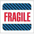4 x 4 Fragile (Black/Blue Stripes) Label
