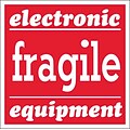 Tape Logic Labels, Fragile - Electronic Equipment, 4 x 4, Red/White, 500/Roll