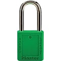 Master Lock® Safety Tumbler Padlocks, 6 Pin, Xenoy, Green, Keyed Different, 6/Box