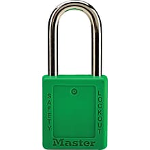 Master Lock® Safety Tumbler Padlocks, 6 Pin, Xenoy, Green, Keyed Different, 6/Box