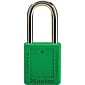 Master Lock® Safety Tumbler Padlocks, 6 Pin, Xenoy, Green, Keyed Different, 6/Box