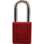 Master Lock® Safety Tumbler Padlock, 6 pin, Xenoy, Red, Keyed Different, 6/BX