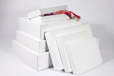 Boxit Two-Piece Apparel Box, White Frost (Gloss), 24" x 14" x 4"