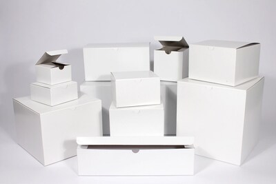 Boxit Tuckit One-Piece Folding Gift Box, White Gloss, 9" x 4.5" x 4.5"