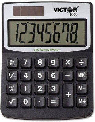 Victor Technology 8-Digit Battery/Solar Powered Basic Calculator (1000)