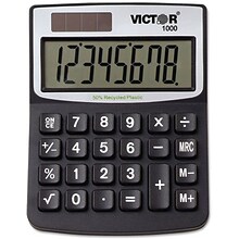 Victor Technology 8-Digit Battery/Solar Powered Basic Calculator (1000)