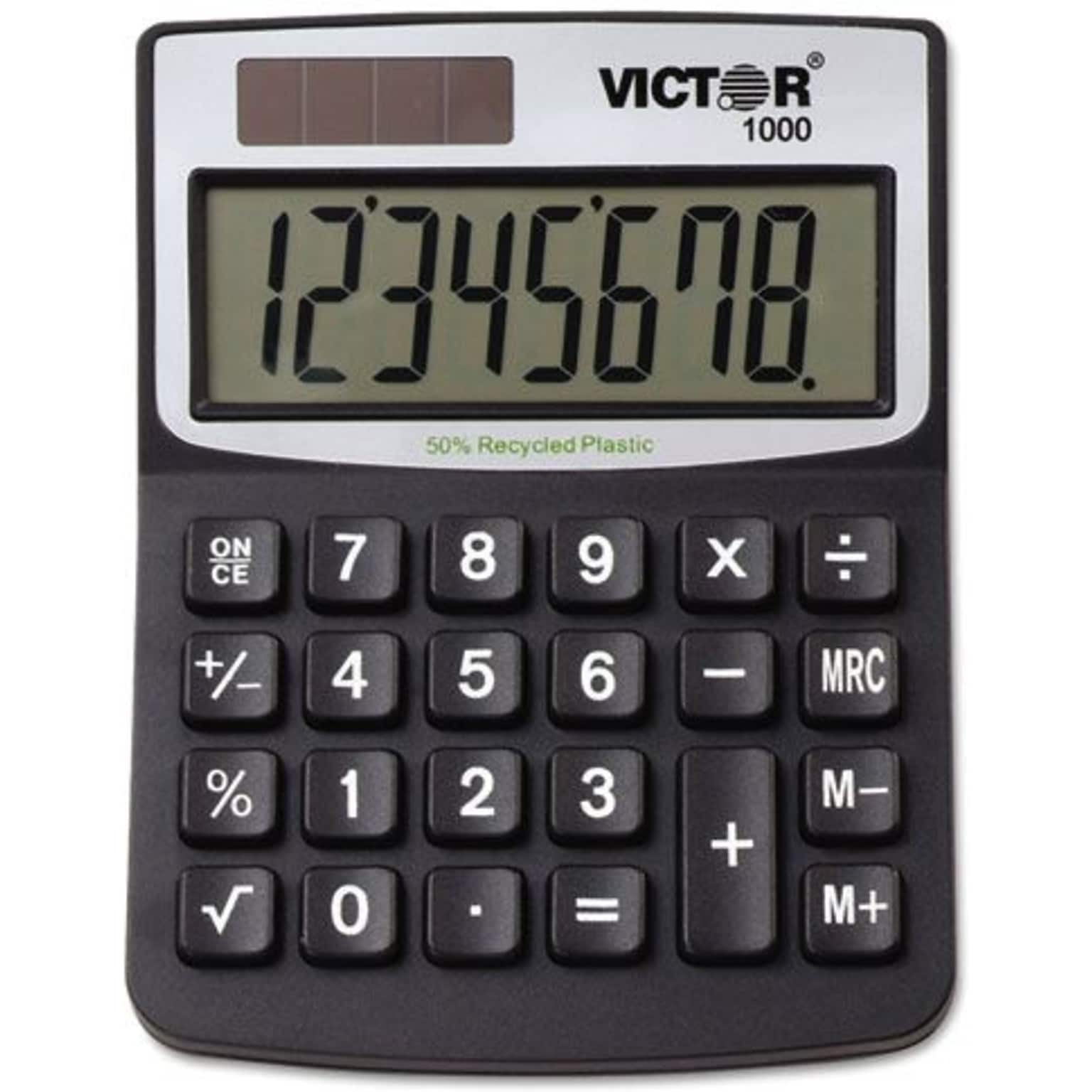 Victor Technology 8-Digit Battery/Solar Powered Basic Calculator (1000)