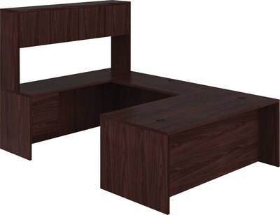 HON 10500 Series Bundle Solutions Left U-Station with Stack-On Storage, Mahogany, 72" x 108"