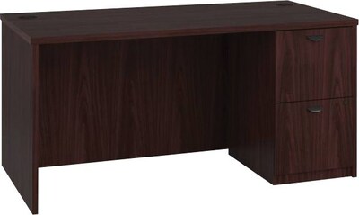 basyx by HON BL Laminate Bundle Solutions Desk with 1 Pedestal, Mahogany, 60 x 30