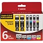 Canon 225/226 Black/Photo Black/Cyan/Magenta/Yellow Standard Yield Ink Cartridge, 6/Pack (4530B012)