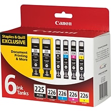 Canon 225/226 Black/Photo Black/Cyan/Magenta/Yellow Standard Yield Ink Cartridge, 6/Pack (4530B012)