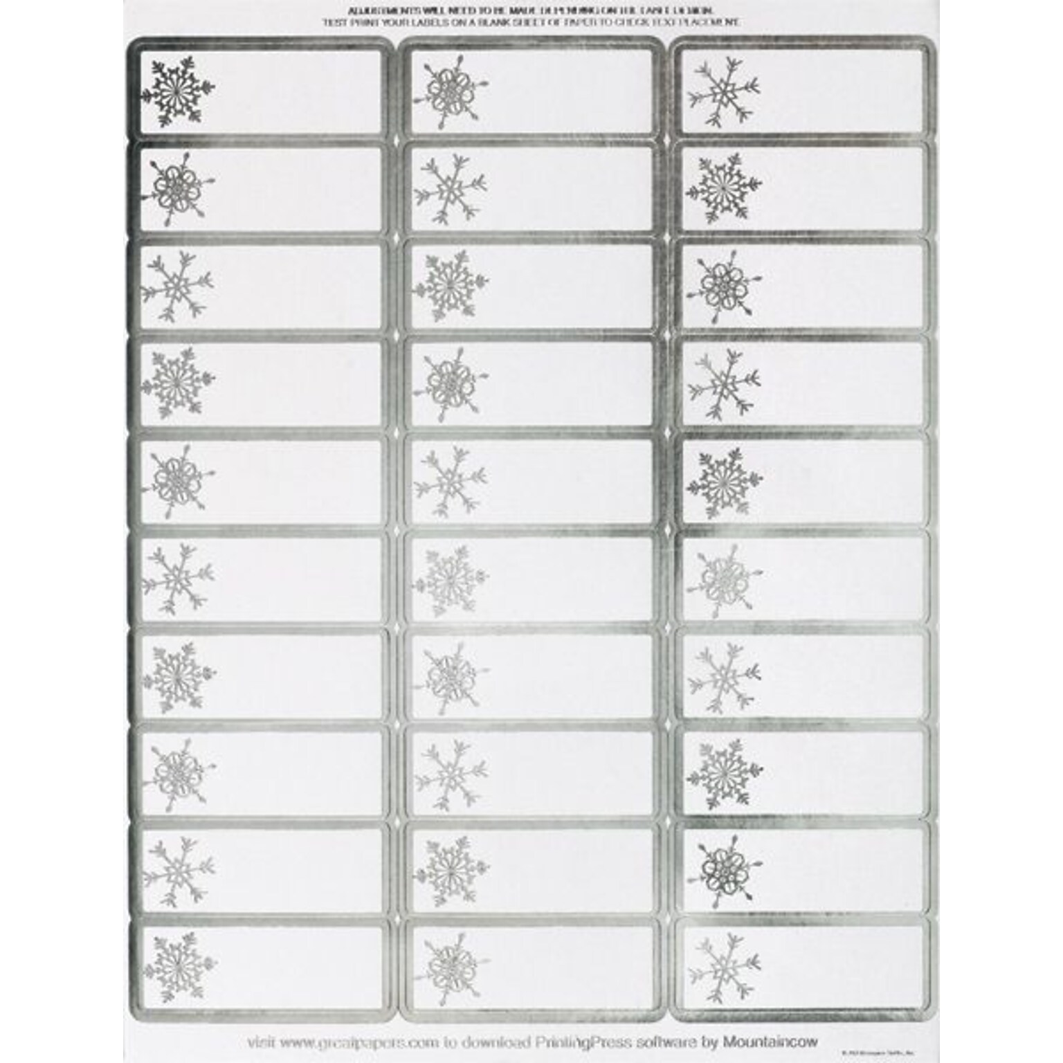 Great Papers® Holiday Card Address Labels Silver Snowflakes , MultiPack