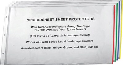Stride Color Bar Sheet Protectors 8 1 2 X 14 Landscape 60 Box Quill Com