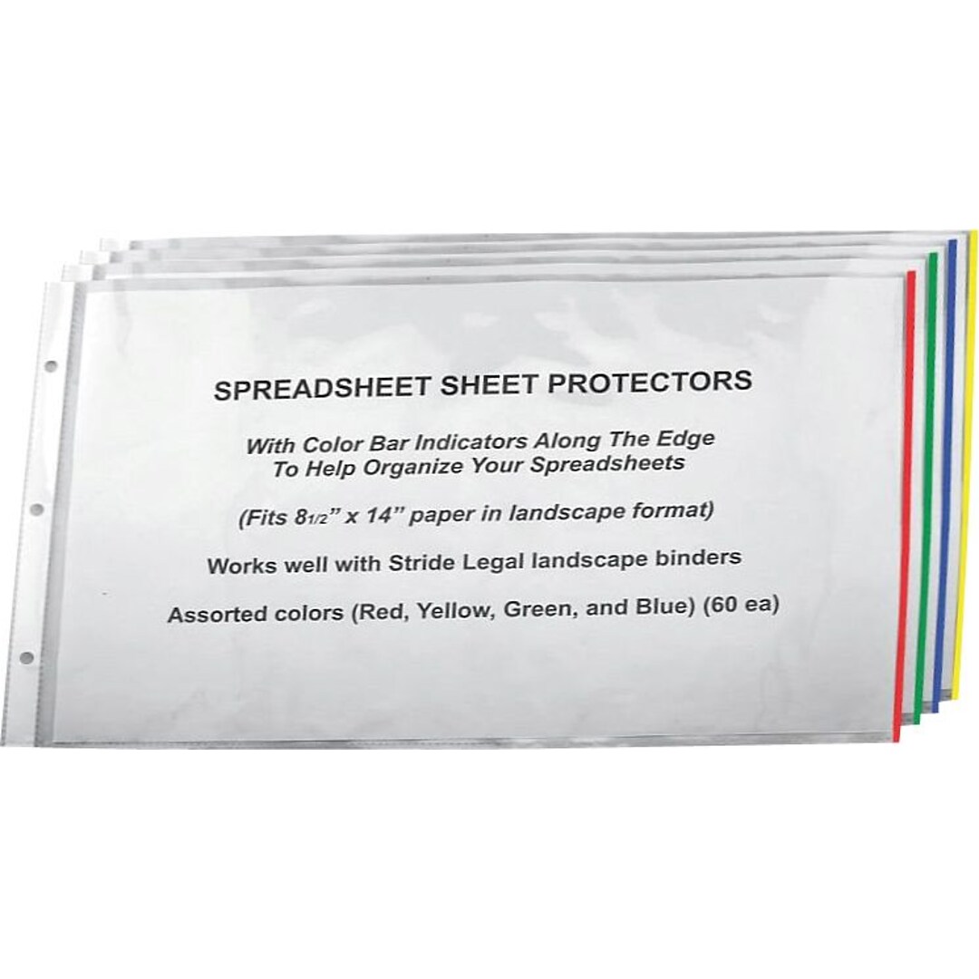 Stride Color Bar Sheet Protectors 8 1 2 X 14 Landscape 60 Box Quill Com