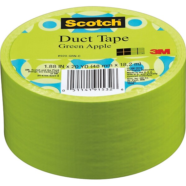 Scotch® Duct Tape, 1.88 x 20 yds., Green (920-BLK-C)