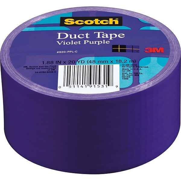 Scotch® Duct Tape, 1.88 x 20 yds., Purple (920-BLK-C)