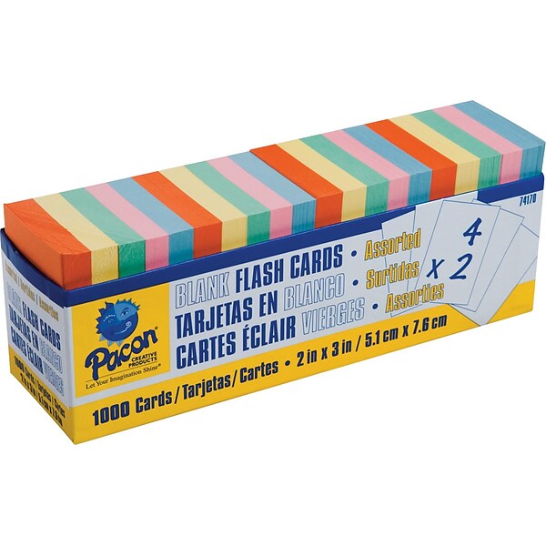 Pacon® Blank Flash Cards, Assorted, 2x3