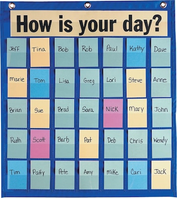 Pacon 35 Pocket Chart, Name Cards, Color Coded