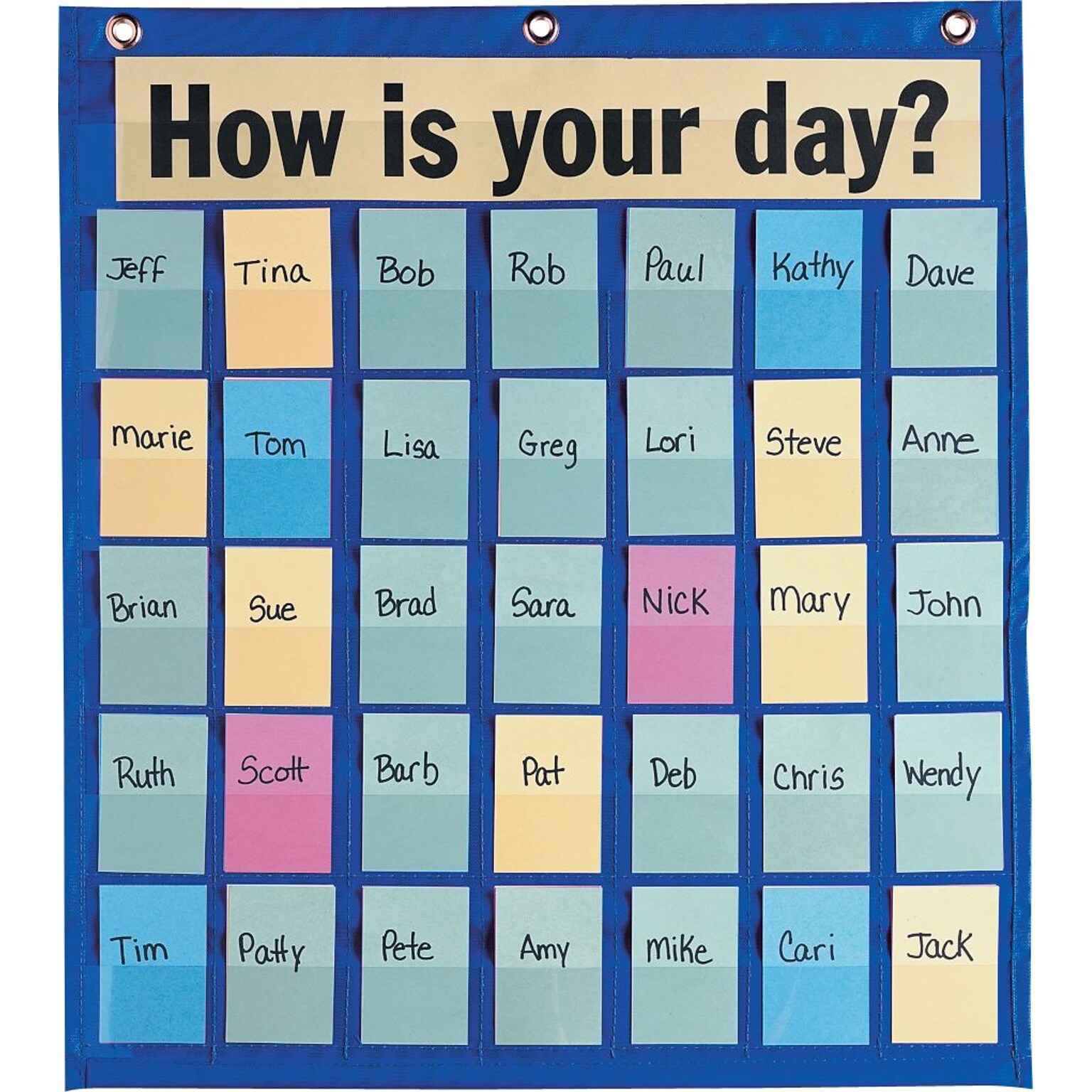 Pacon® 35 Pocket Chart;  Name Cards, Color Coded