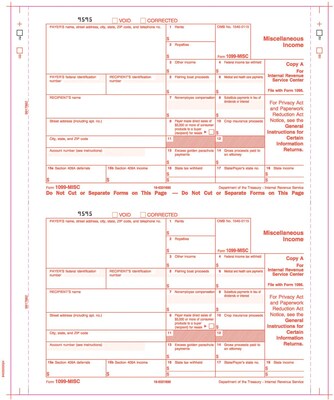 TOPS® 1099MISC Tax Form, 3 Part Carbonless, White, 9 x 5 1/2, 100 Forms/Pack